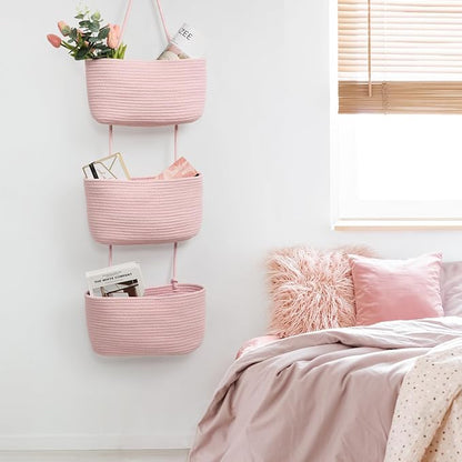 TeoKJ 3-Tier Wall hanging Storage Bags, Over the Door Organizer, Decorative - Image 4
