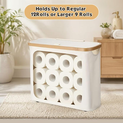 Toilet Paper Basket with Lid & Bamboo Handle, Highland Cow are You Pooping - Image 6