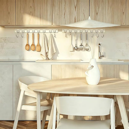 Cociat 2PCS Utensil Racks with 8 Hooks 17 Inch White Kitchen Utensil Holders - Image 5