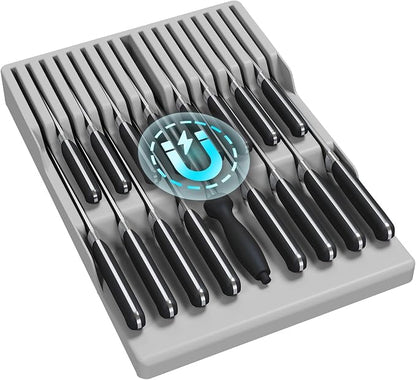 Lifewit Magnetic Drawer Knife Organizers Insert, Kitchen Plastic In Drawer by Lifewit