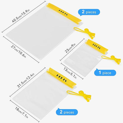 HEETA 5-Pack Clear Waterproof Dry Bag, Water Tight Cases Pouch Dry Bags for Camera Mobile Phone Maps, Kayaking Boating Document Holder