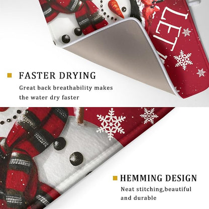 Winter Snowman Dish Drying Mat for Kitchen Counter 18x24 Inch Christmas Dish - Image 3