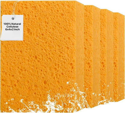 4 PCS Large Natural Cellulose Sponges 6x4x2 Inch by MtJun