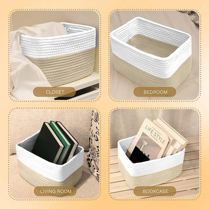 Hopegiver Woven Storage Baskets 11x8x7 Inch, 3 Pack Collapsible Cube Storage Bin - Image 7