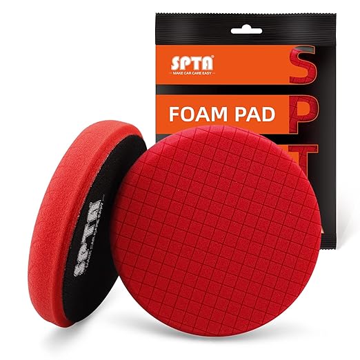 Red Finish Polishing Pads, Buffing Pads, SPTA 1Pc 6.5 Inch Face for 6 Inch 150mm Backing Plate Compound Buffing Sponge Pads for Car Buffer Polisher Compounding, Polishing and Waxing -FPTSS6R