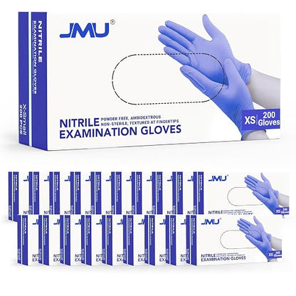 JMU Nitrile Gloves Bulk XS 4000 Count, 3.5 Mil Disposable Gloves Latex-Free by JMU