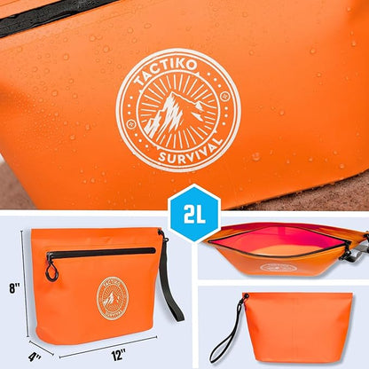 Tactiko Heavy-Duty Splash Water Resistant Zipper Pouches - 3L Hold-All Organizers for Dry Bags, Travel Bags (Orange)