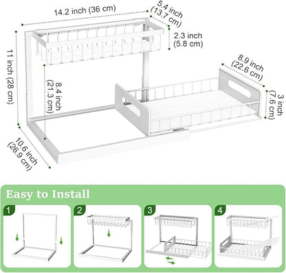 REALINN Under Sink Organizer, Pull Out Cabinet Organizer 2 Tier Slide Out Sink - Image 2