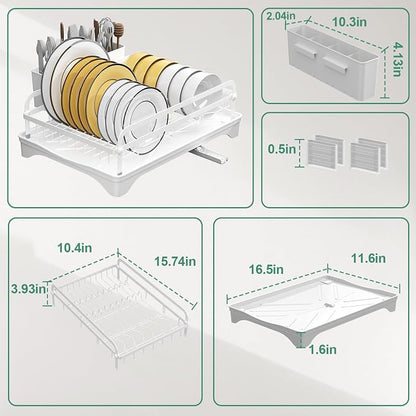 Dish Drying Rack, Dish Racks for Kitchen Counter, Metal Dish Drainer - Image 3