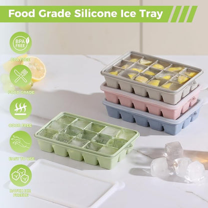 Silicone Ice Cube Trays with Lid, Easy Release Ice Molds, Reusable and - Image 3