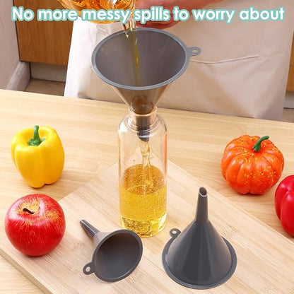 Plastic Kitchen Funnel Set of 3, Durable Round Food Grade Cooking Funnels - Image 4
