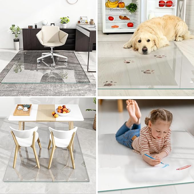 46" x 55" Glass Chair Mat, Heavy Duty Hard Floor Mat - Image 5