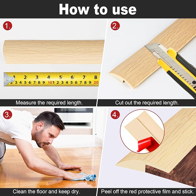 10Ft Carpet Floor Transition Strip, Self Adhesive Floor Edging Trim Strip - Image 6