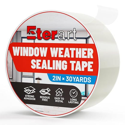 Transparent Weatherproof Seal Tape 2" x 30 Yards, High Strength Waterproof by Eterart