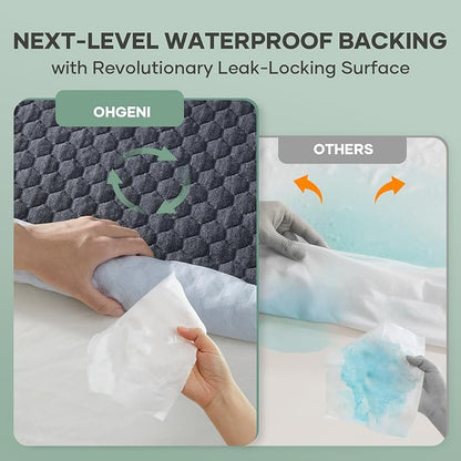 OhGeni 100% Waterproof Mattress Protector, California King-Gray Mattress Pad - Image 2