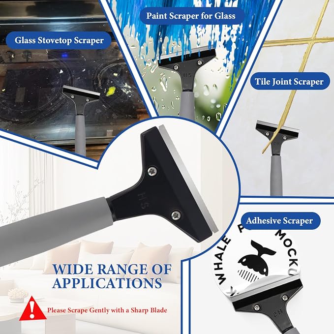 Floor Scraper Telescopic Pole, 38 to 82in Heavy Duty 4Inch Razor Blade Long - Image 7