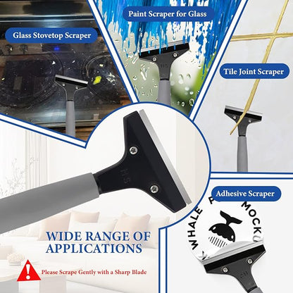Floor Scraper Telescopic Pole, 38 to 82in Heavy Duty 4Inch Razor Blade Long - Image 7
