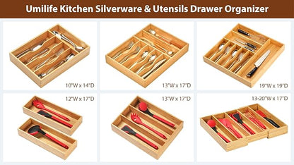 Umilife Bamboo Kitchen Drawer Organizer, 7 Inch Silverware Utensils Tray Holder - Image 6
