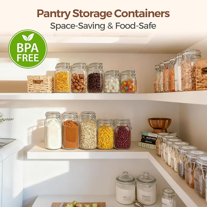 ComSaf 3-Pack 78oz Large Square Airtight Glass Jars - Image 6
