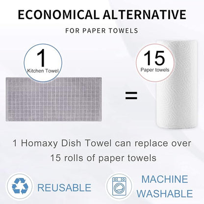 Homaxy 100% Cotton Terry Kitchen Towels, Checkered Designed, Soft and Super - Image 7