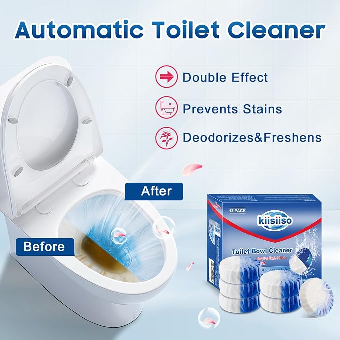 KIISIISO Toilet Bowl Cleaner Tablets, 12 PACK Commercial Household Bathroom - Image 3
