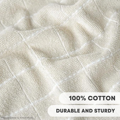 Artoid Mode Checkered Designed Cotton Beige Grey Terry Kitchen Dish Cloths - Image 3