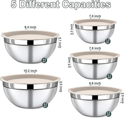 5 Piece Stainless Steel Mixing Bowls - Image 2