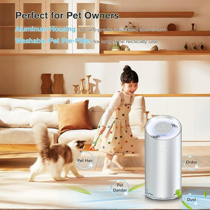 Aluminum Housing Air Purifiers for Home Bedroom Cover 1375ft². Washable - Image 5