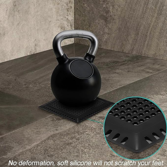 Drain Hair Catcher/Drain Strainer/Square Shower Drain Cover for Bathroom Floor Drain, Stainless Steel and Silicone Hair Stopper (Patented Product)