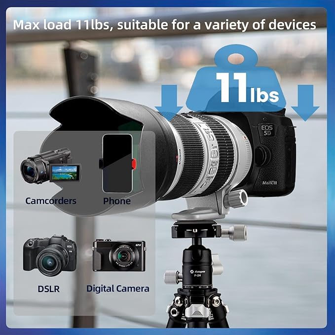 Fotopro Carbon Fiber Mini Tripod Lightweight Compact Travel Tripod with 360 Degree Ball Head, QR Plate for Camera Camcorder Mini Tripods Max Load 11lbs P-2mini Black