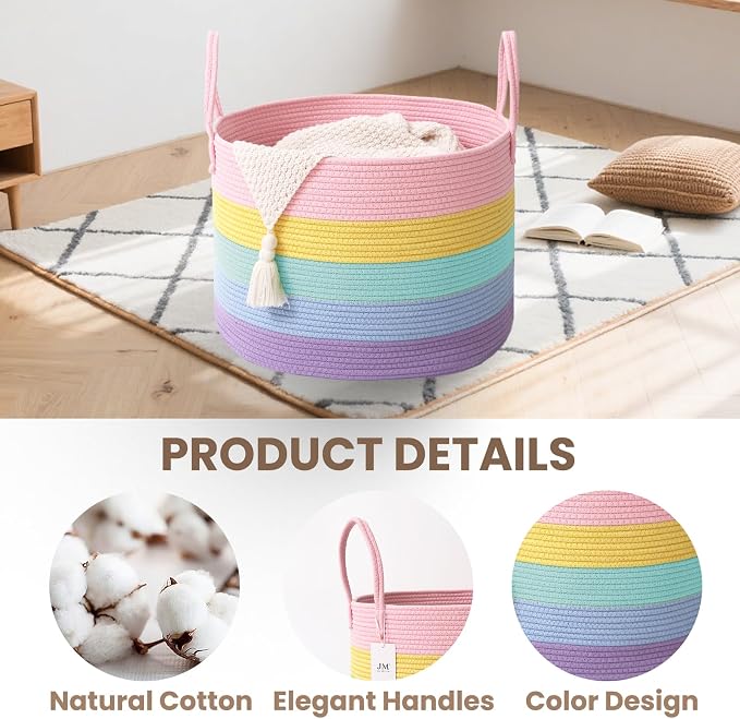Woven Blanket Basket, 115L Large Rope Storage Bin - Image 3