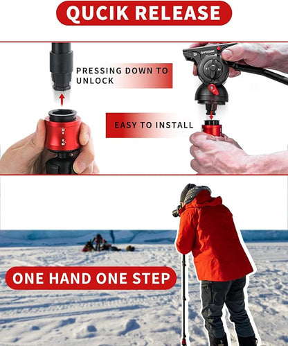 IFOOTAGE 71”Carbon Fiber Monopod with Feet Cobra 3 Monopod C180F-P,Pedal Base Tripod CB3 Base-P Low Profile,for Sony,Nikon,DSLR,Max.Payload 17.64lb/8KG