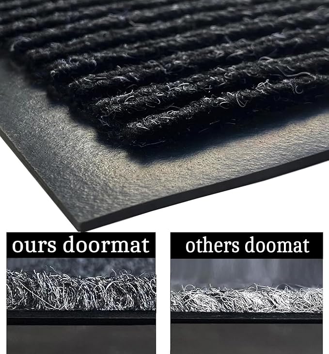 SRDDQLC Door Floor Mat Commercial Grade Large Size Heavy Duty Tough Entry Collection Slip Skid Entrance Mat with Rubber Backing Low Profile and Easy to Clean Indoor Outdoor Rug,3x5FT,Black