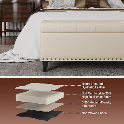 Storage Ottoman Bench, 51-Inch Large Storage Bench - Image 5