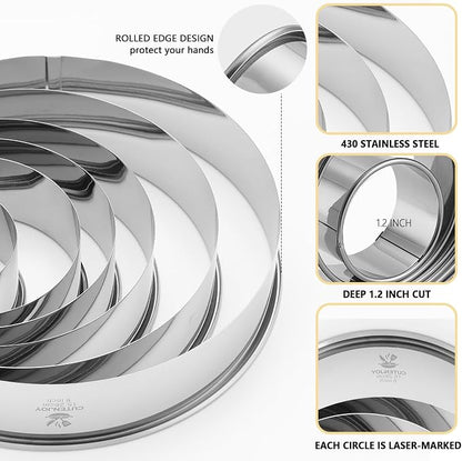 6 PCS Round Cookie Cutters, Stainless Steel Biscuit Cutters - Image 2