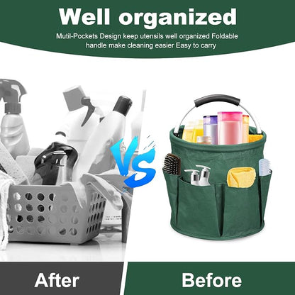Qivine 17L Cleaning Caddy with Handle, Cleaning Supply Caddy Foldable Cleaning - Image 3