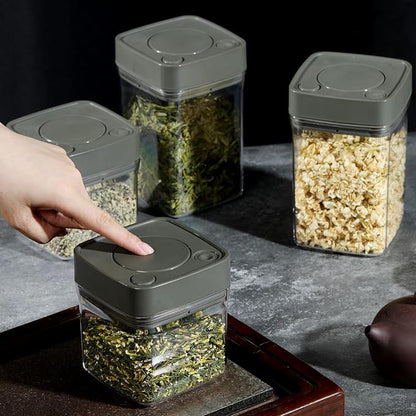 Manual Vacuum Jar With One-Button Vacuum Pump, Airtight Food Cereal Containers by FUSAYUKI