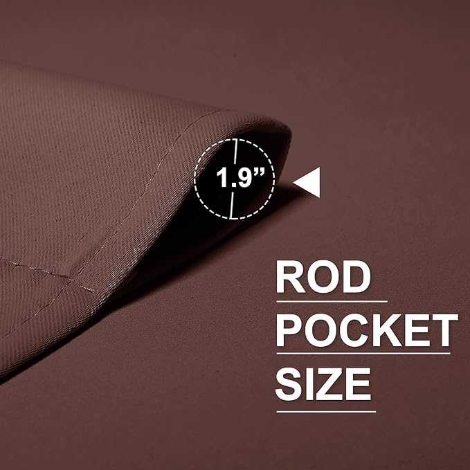 RYB HOME Rod Pocket Blackout Curtains for Bedroom Kitchen Living Room Office Light Block Energy Efficiency Small Window Treatment Drapes, W 42 x L 54 inch, Chocolate Brown,2 Panels