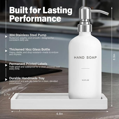 White Soap Dispenser Bathroom Set, Hand and Lotion Dispenser - Image 2