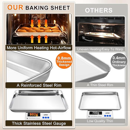 Baking Sheet Set of 3, Commercial Grade Stainless Steel Cookie Sheets - Image 3