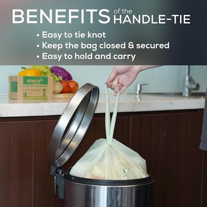 ANECO 8 Gallon Compostable Kitchen Food Waste Bags - Image 3