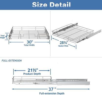 Pull Out Cabinet Organizer 30" W x 21½" D, Heavy Duty Cabinet Pull Out Shelves - Image 3