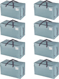 VENO 8 Pack Moving and Storage Bags, Heavy Duty, Alternative to Moving Boxes, Large Packing Totes Supplies for College Dorm Room with Zipper for Clothes, Wide Open Design (Light Blue Matte, 8 Pack)
