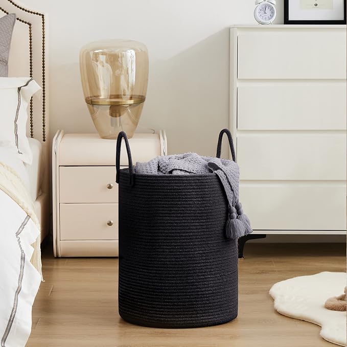YOUDENOVA Woven Rope Laundry Hamper Basket, 58L Tall Laundry Basket, Baby - Image 6