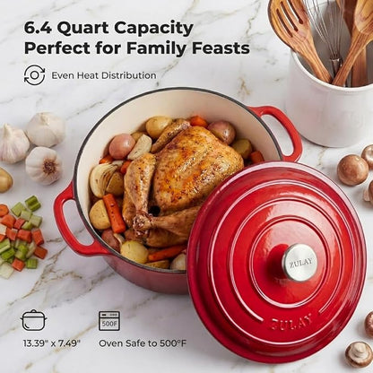 Zulay Kitchen 6.4QT Enameled Cast Iron Dutch Oven Pot - Image 5