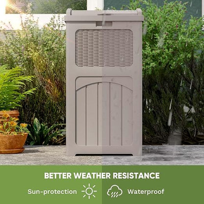 Patiowell 36 Gallon Outdoor Trash Can, Resin Outdoor Garbage Can - Image 8