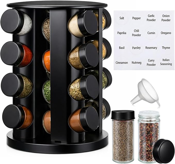 Yungyan Black Rotating Spice Rack Seasoning Organizer by Yungyan