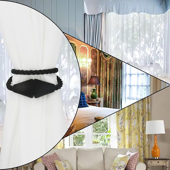 2 Pack Magnetic Curtain Tiebacks Rope Modern Handmade Curtain Tie Backs - Image 6