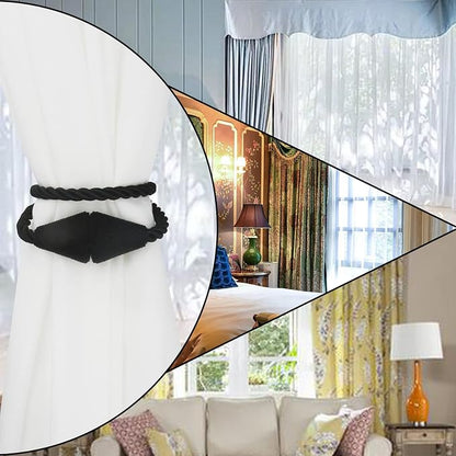 2 Pack Magnetic Curtain Tiebacks Rope Modern Handmade Curtain Tie Backs - Image 6