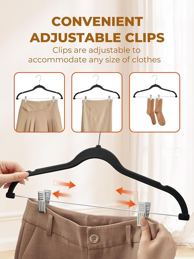 HOUSE DAY Velvet Skirt Hangers 72 Pack, Space Saving Slim Pant Hangers - Image 8